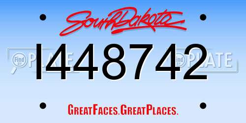 I448742 South Dakota License Plate