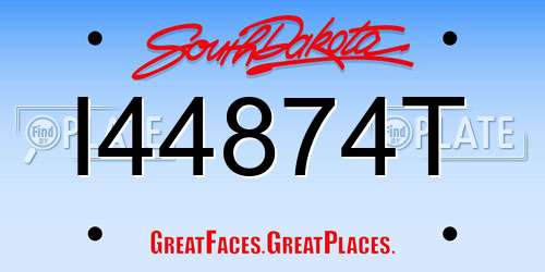 I44874T South Dakota License Plate