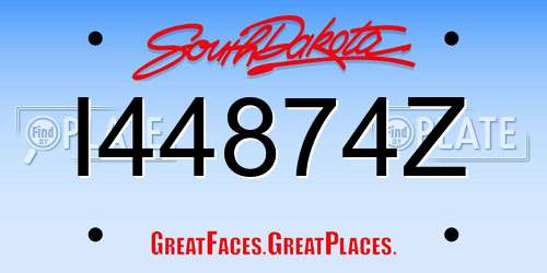 I44874Z South Dakota License Plate