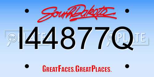 I44877Q South Dakota License Plate