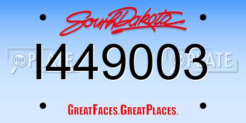 I449003 South Dakota License Plate