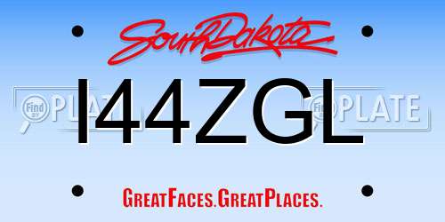I44ZGL South Dakota License Plate