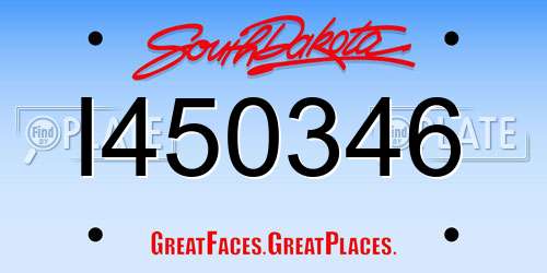 I450346 South Dakota License Plate