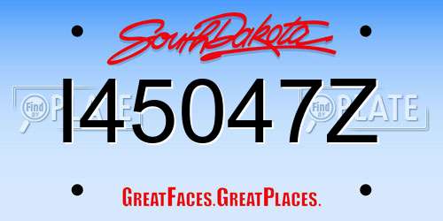 I45047Z South Dakota License Plate