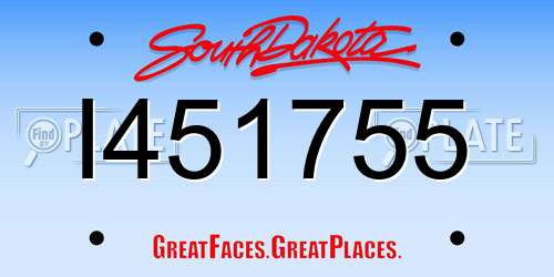 I451755 South Dakota License Plate