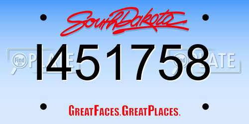I451758 South Dakota License Plate