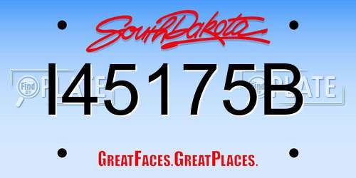 I45175B South Dakota License Plate
