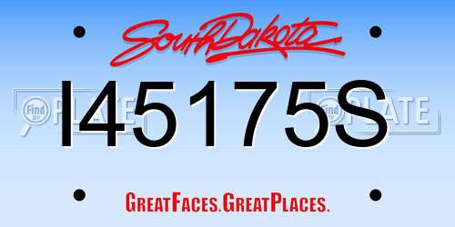 I45175S South Dakota License Plate