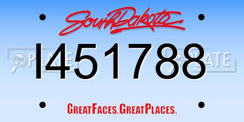 I451788 South Dakota License Plate