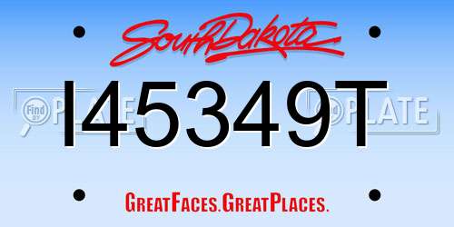 I45349T South Dakota License Plate