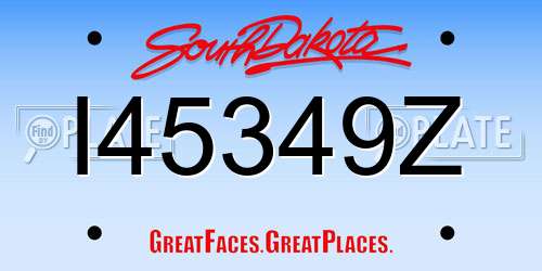 I45349Z South Dakota License Plate