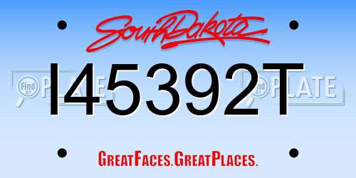I45392T South Dakota License Plate