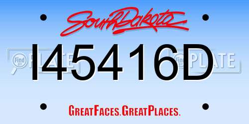 I45416D South Dakota License Plate