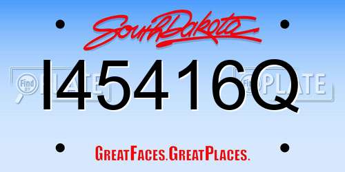 I45416Q South Dakota License Plate