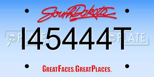 I45444T South Dakota License Plate