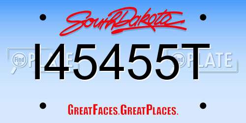 I45455T South Dakota License Plate
