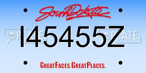 I45455Z South Dakota License Plate