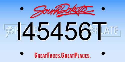 I45456T South Dakota License Plate