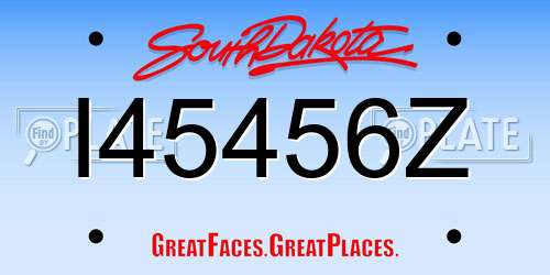 I45456Z South Dakota License Plate