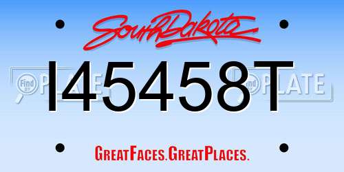 I45458T South Dakota License Plate