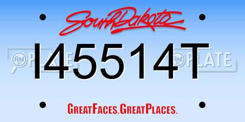 I45514T South Dakota License Plate