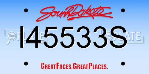 I45533S South Dakota License Plate