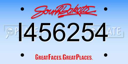I456254 South Dakota License Plate