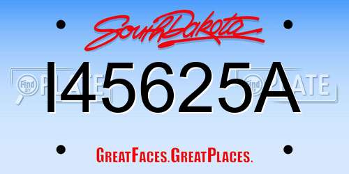 I45625A South Dakota License Plate
