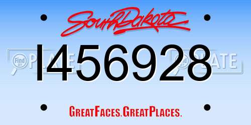 I456928 South Dakota License Plate