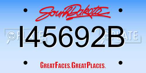 I45692B South Dakota License Plate