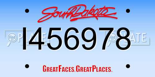I456978 South Dakota License Plate