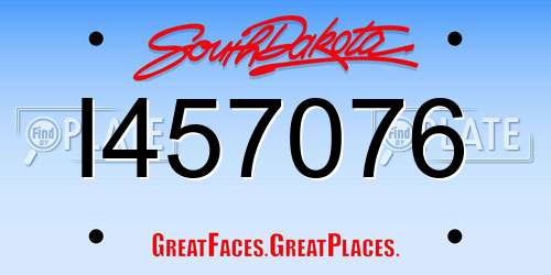 I457076 South Dakota License Plate