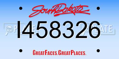 I458326 South Dakota License Plate