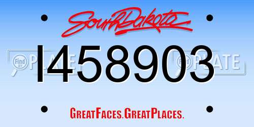 I458903 South Dakota License Plate