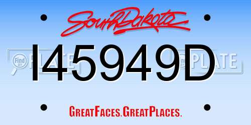 I45949D South Dakota License Plate