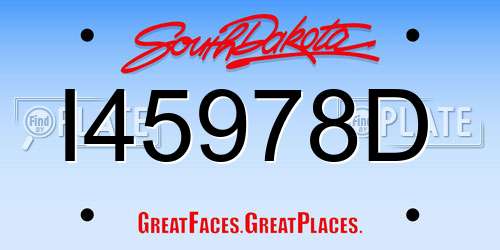I45978D South Dakota License Plate