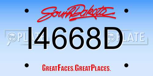 I4668D South Dakota License Plate