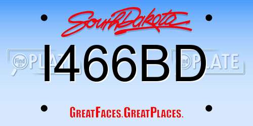I466BD South Dakota License Plate