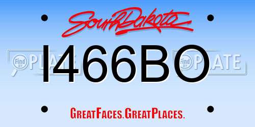 I466BO South Dakota License Plate