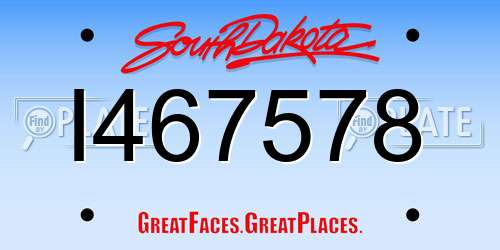 I467578 South Dakota License Plate
