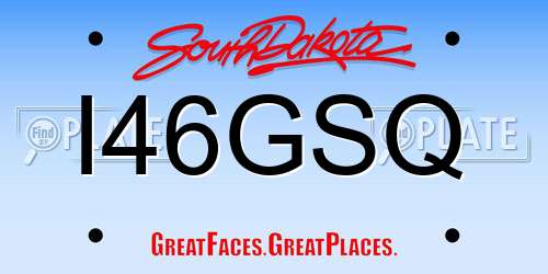 I46GSQ South Dakota License Plate