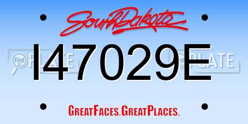 I47029E South Dakota License Plate