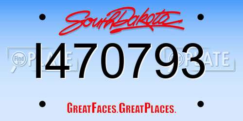 I470793 South Dakota License Plate