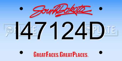 I47124D South Dakota License Plate