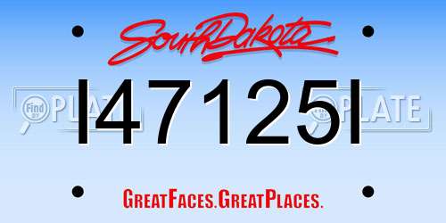 I47125I South Dakota License Plate