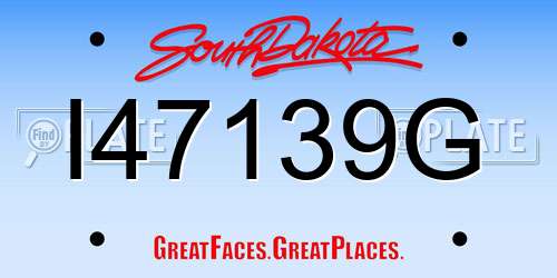 I47139G South Dakota License Plate
