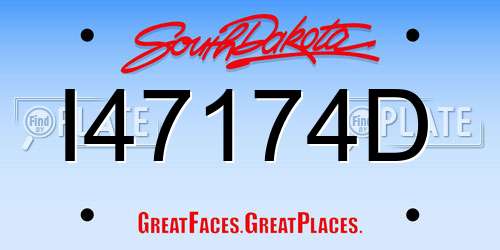 I47174D South Dakota License Plate