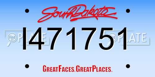 I471751 South Dakota License Plate