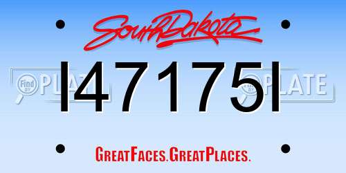 I47175I South Dakota License Plate