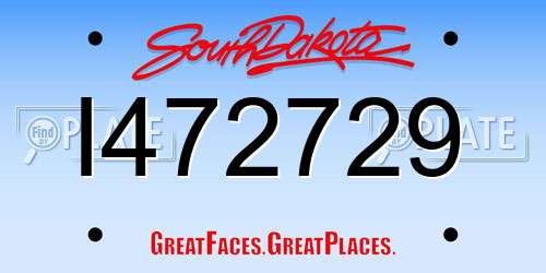 I472729 South Dakota License Plate